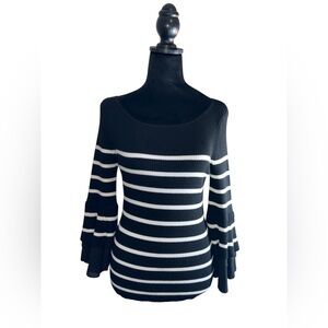White House Black Market Knit Top Medium M Ruffle Sleeve Sz X-Small